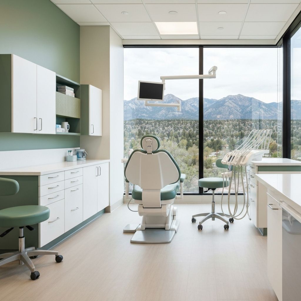 Modern dental office with mountain views